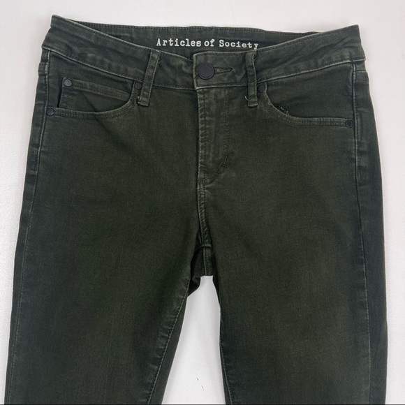 Articles of Society Stephanie Ster Hem Folsom Skinny Olive Jeans Size 26 - Picture 3 of 11